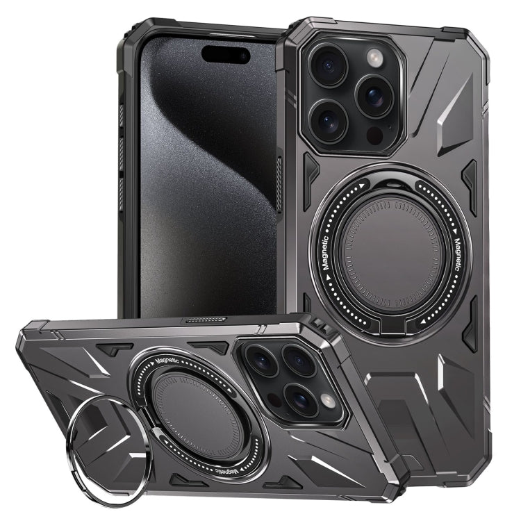 For iPhone 15 Pro MagSafe Magnetic Shockproof Phone Case with Ring Holder(Dark Grey) - HoMEdemic™ 