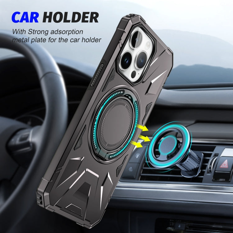 For iPhone 15 Pro MagSafe Magnetic Shockproof Phone Case with Ring Holder(Dark Grey) - HoMEdemic™ 
