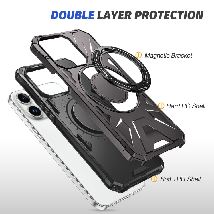 For iPhone 15 Pro MagSafe Magnetic Shockproof Phone Case with Ring Holder(Dark Grey) - HoMEdemic™ 