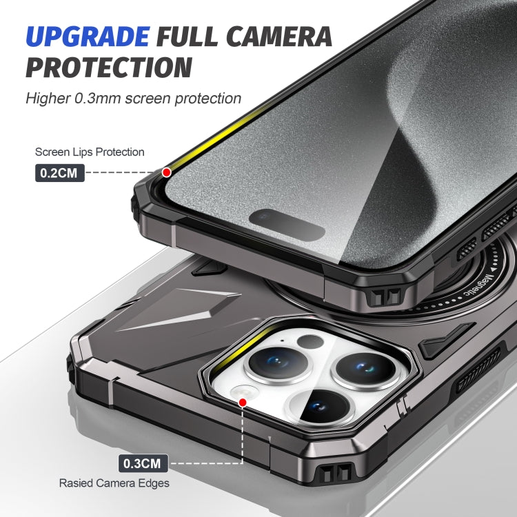 For iPhone 15 Pro MagSafe Magnetic Shockproof Phone Case with Ring Holder(Dark Grey) - HoMEdemic™ 