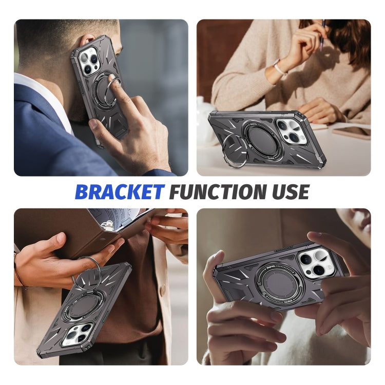 For iPhone 15 Pro MagSafe Magnetic Shockproof Phone Case with Ring Holder(Dark Grey) - HoMEdemic™ 