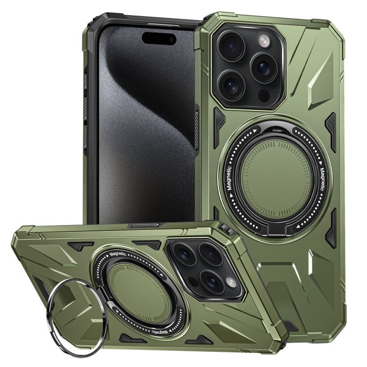 For iPhone 15 Pro MagSafe Magnetic Shockproof Phone Case with Ring Holder(Dark Green) - HoMEdemic™ 