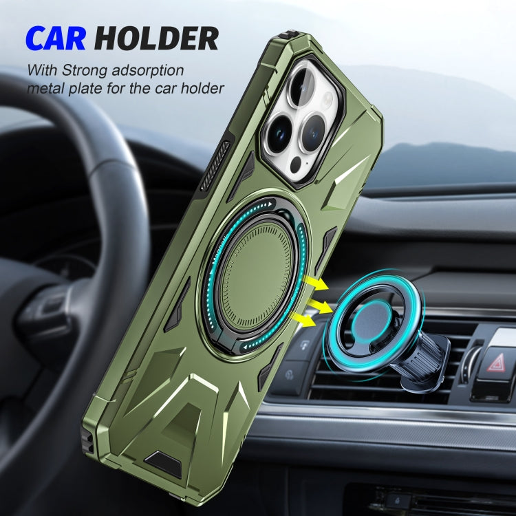 For iPhone 15 Pro MagSafe Magnetic Shockproof Phone Case with Ring Holder(Dark Green) - HoMEdemic™ 