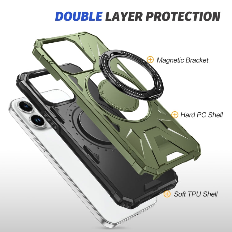 For iPhone 15 Pro MagSafe Magnetic Shockproof Phone Case with Ring Holder(Dark Green) - HoMEdemic™ 