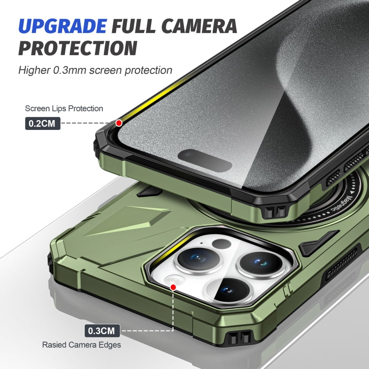 For iPhone 15 Pro MagSafe Magnetic Shockproof Phone Case with Ring Holder(Dark Green) - HoMEdemic™ 