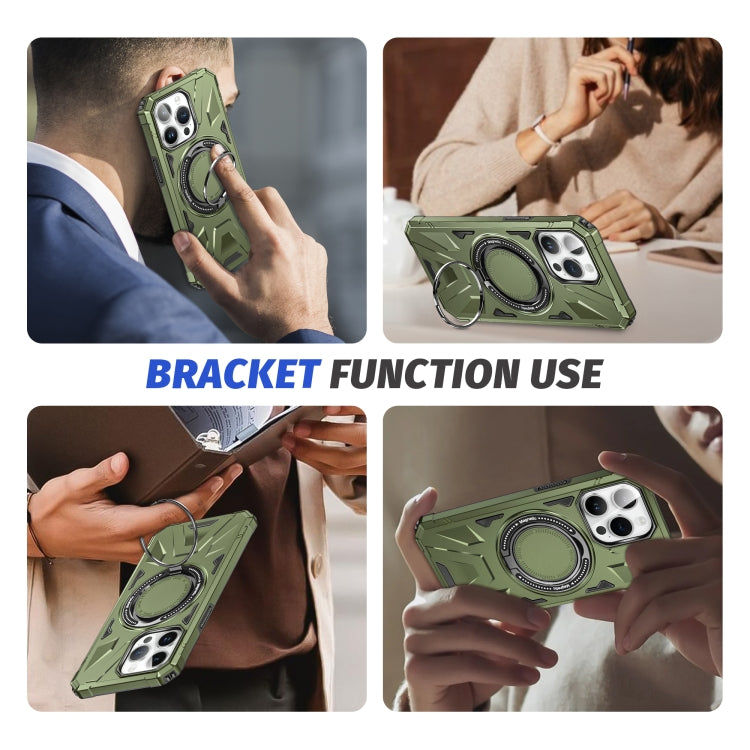 For iPhone 15 Pro MagSafe Magnetic Shockproof Phone Case with Ring Holder(Dark Green) - HoMEdemic™ 
