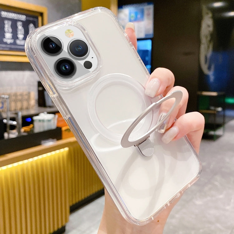 For iPhone 15 Pro Max Glitter MagSafe Magnetic Phone Case with Stand(Transparent White) - HoMEdemic™ 