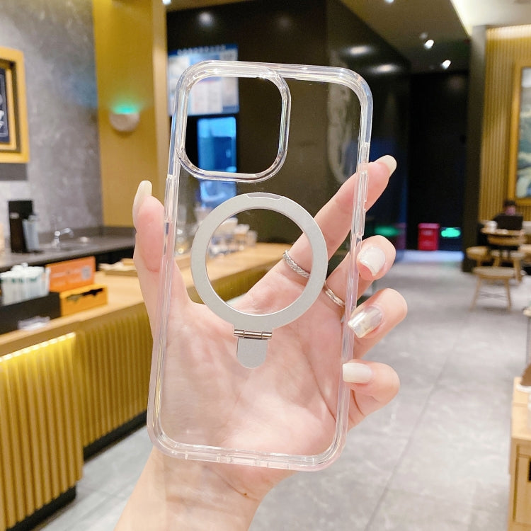 For iPhone 15 Pro Max Glitter MagSafe Magnetic Phone Case with Stand(Transparent White) - HoMEdemic™ 