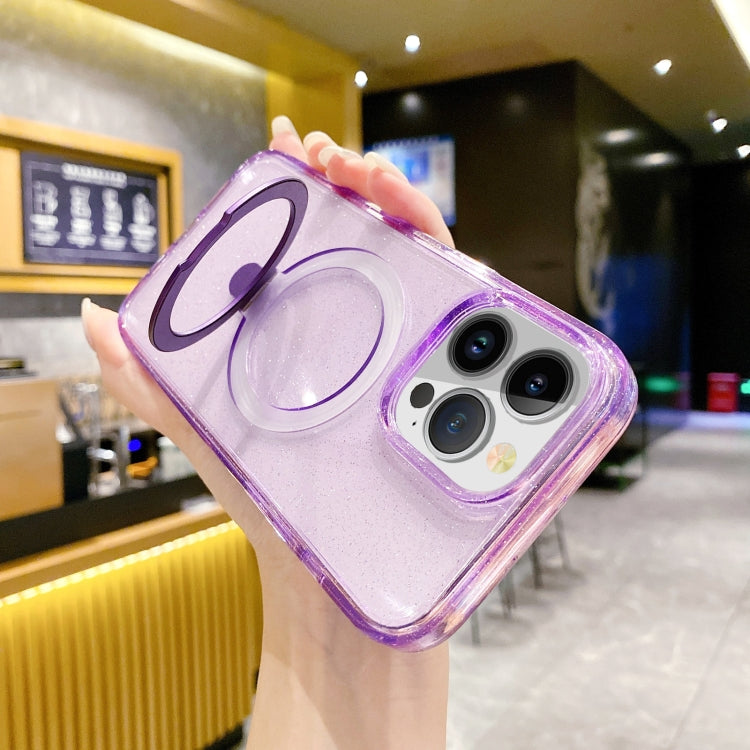 For iPhone 15 Pro Max Glitter MagSafe Magnetic Phone Case with Stand(Purple) - HoMEdemic™ 