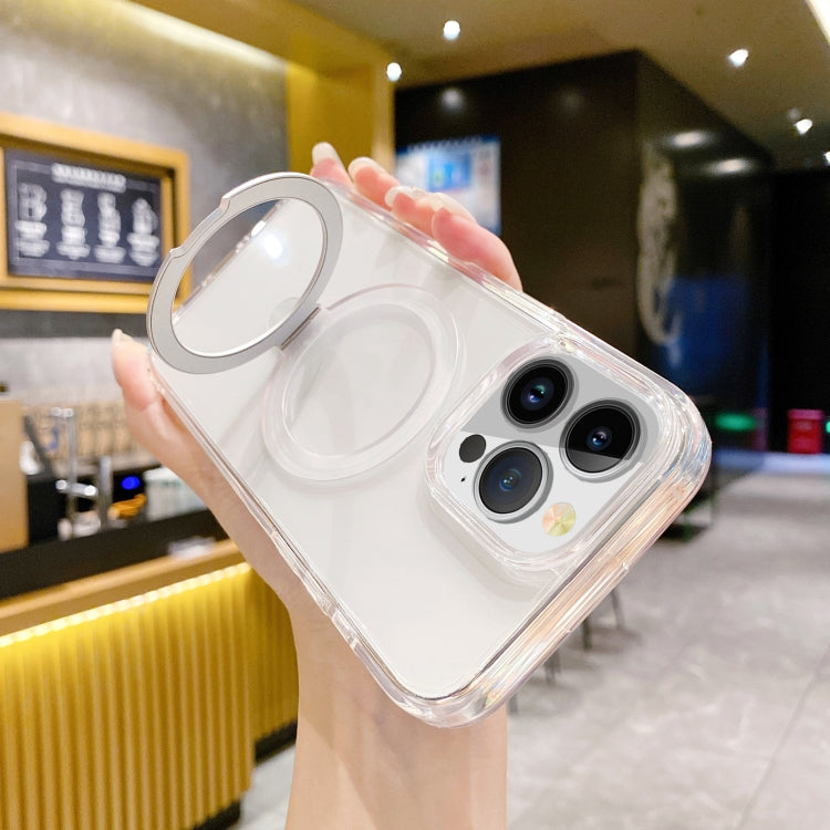 For iPhone 15 Pro Glitter MagSafe Magnetic Phone Case with Stand(Transparent White) - HoMEdemic™ 
