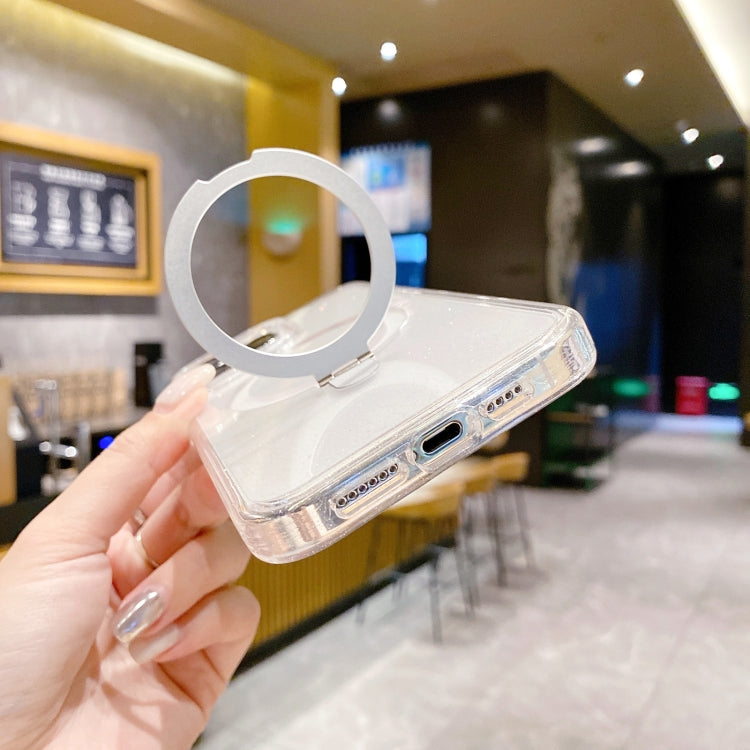 For iPhone 15 Pro Glitter MagSafe Magnetic Phone Case with Stand(Transparent White) - HoMEdemic™ 
