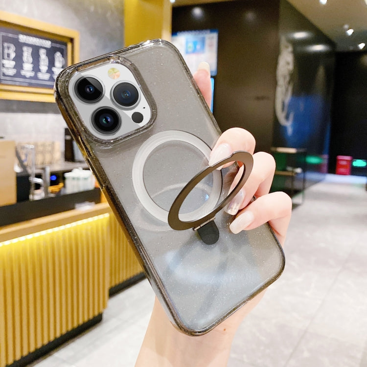 For iPhone 15 Pro Glitter MagSafe Magnetic Phone Case with Stand(Black) - HoMEdemic™ 