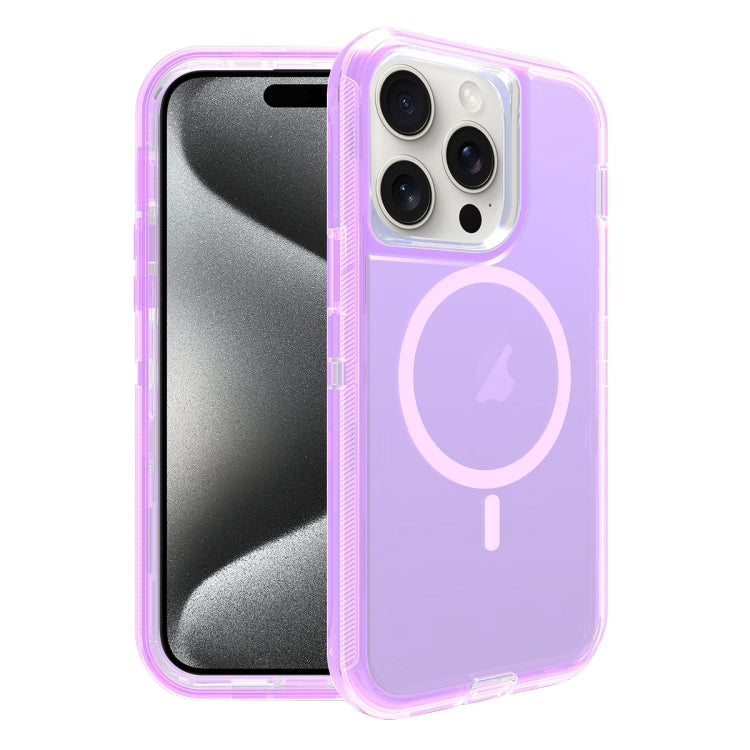 For iPhone 15 Pro Max Shockproof MagSafe Magnetic Phone Case(Transparent Purple) - HoMEdemic™ 
