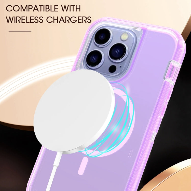 For iPhone 15 Pro Shockproof MagSafe Magnetic Phone Case(Transparent Purple) - HoMEdemic™ 