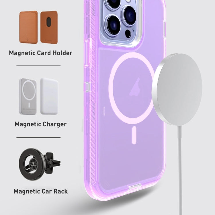 For iPhone 15 Pro Shockproof MagSafe Magnetic Phone Case(Transparent Purple) - HoMEdemic™ 