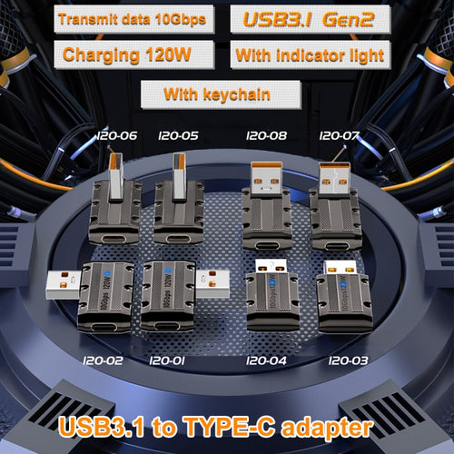 120W USB 3.1 Gen2 to Type-C 10Gbps Mechanical Adapter, Style:Side Bend - HoMEdemic™ 