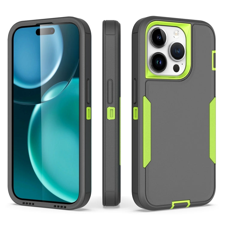 For iPhone 15 Pro 2 in 1 Magnetic PC + TPU Phone Case(Gray+Fluorescent Green) - HoMEdemic™ 