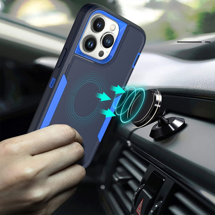 For iPhone 15 Pro 2 in 1 Magnetic PC + TPU Phone Case(Gray+Fluorescent Green) - HoMEdemic™ 