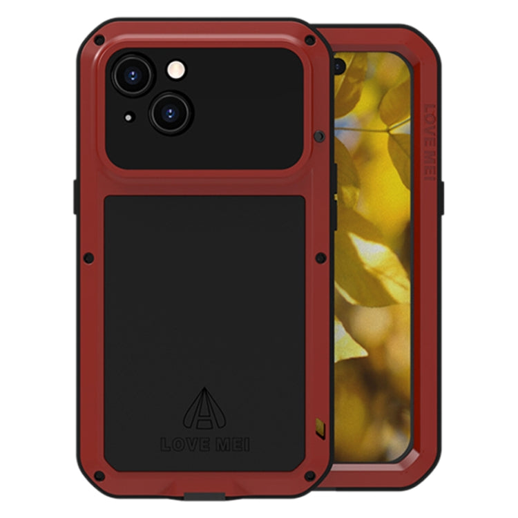 For iPhone 15 LOVE MEI Metal Shockproof Life Waterproof Dustproof Phone Case(Red) - HoMEdemic™ 