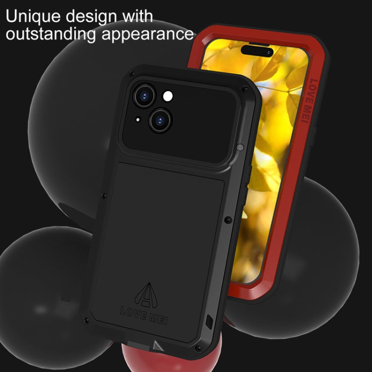 For iPhone 15 LOVE MEI Metal Shockproof Life Waterproof Dustproof Phone Case(Red) - HoMEdemic™ 
