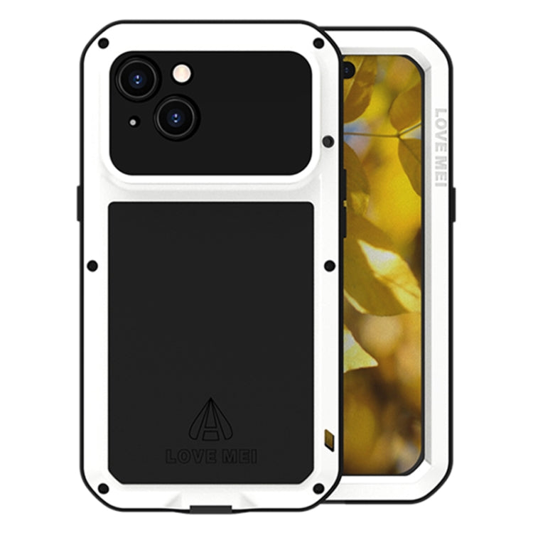 For iPhone 15 LOVE MEI Metal Shockproof Life Waterproof Dustproof Phone Case(White) - HoMEdemic™ 