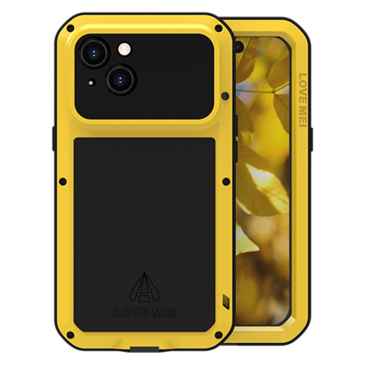For iPhone 15 LOVE MEI Metal Shockproof Life Waterproof Dustproof Phone Case(Yellow) - HoMEdemic™ 