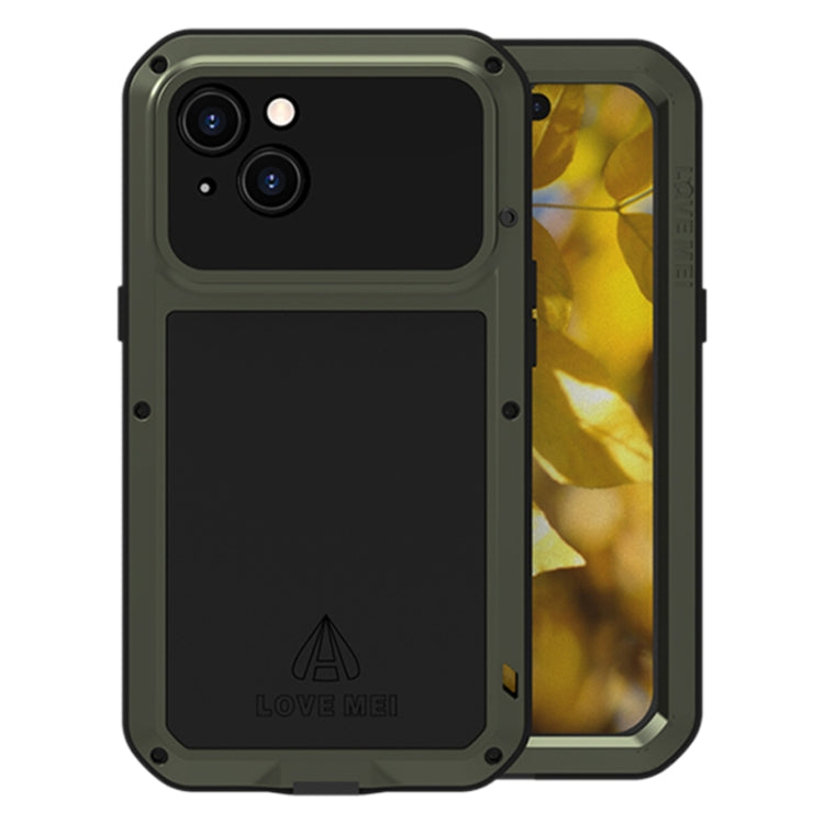 For iPhone 15 LOVE MEI Metal Shockproof Life Waterproof Dustproof Phone Case(Army Green) - HoMEdemic™ 