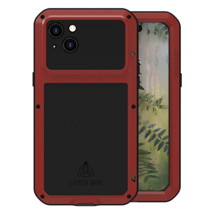 For iPhone 15 Plus LOVE MEI Metal Shockproof Life Waterproof Dustproof Phone Case(Red) - HoMEdemic™ 