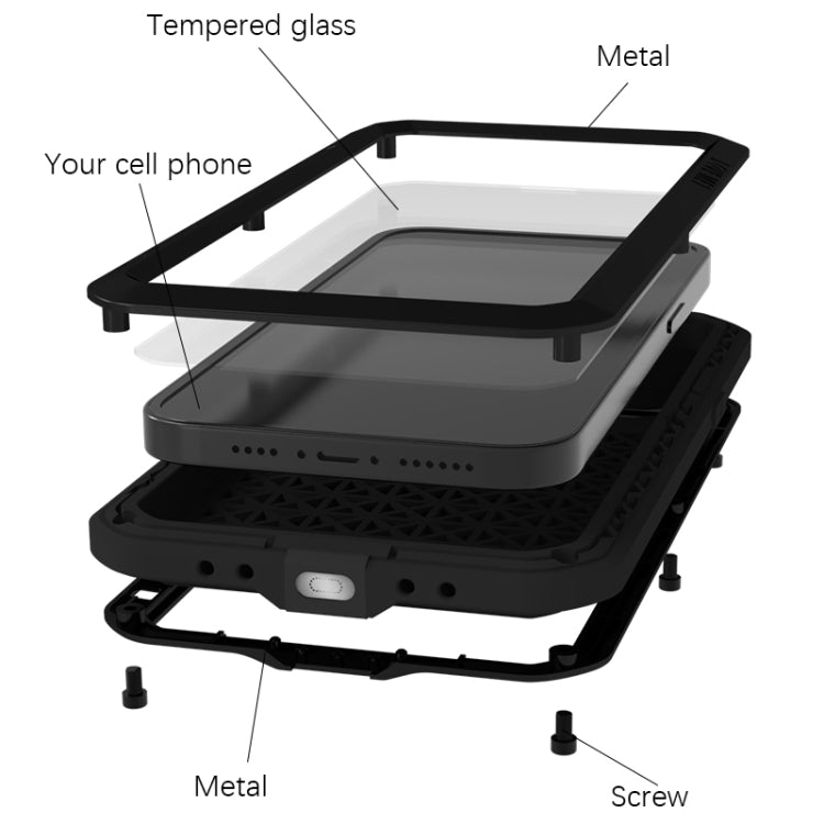 For iPhone 15 Plus LOVE MEI Metal Shockproof Life Waterproof Dustproof Phone Case(White) - HoMEdemic™ 