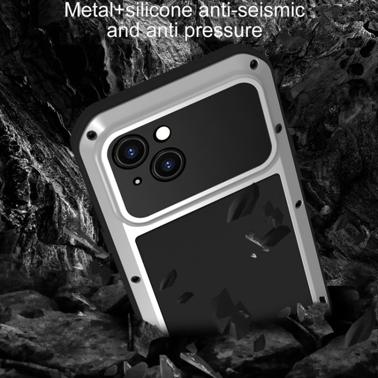 For iPhone 15 Plus LOVE MEI Metal Shockproof Life Waterproof Dustproof Phone Case(White) - HoMEdemic™ 