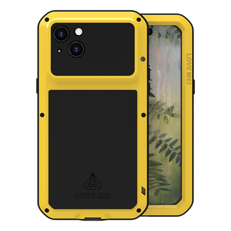 For iPhone 15 Plus LOVE MEI Metal Shockproof Life Waterproof Dustproof Phone Case(Yellow) - HoMEdemic™ 