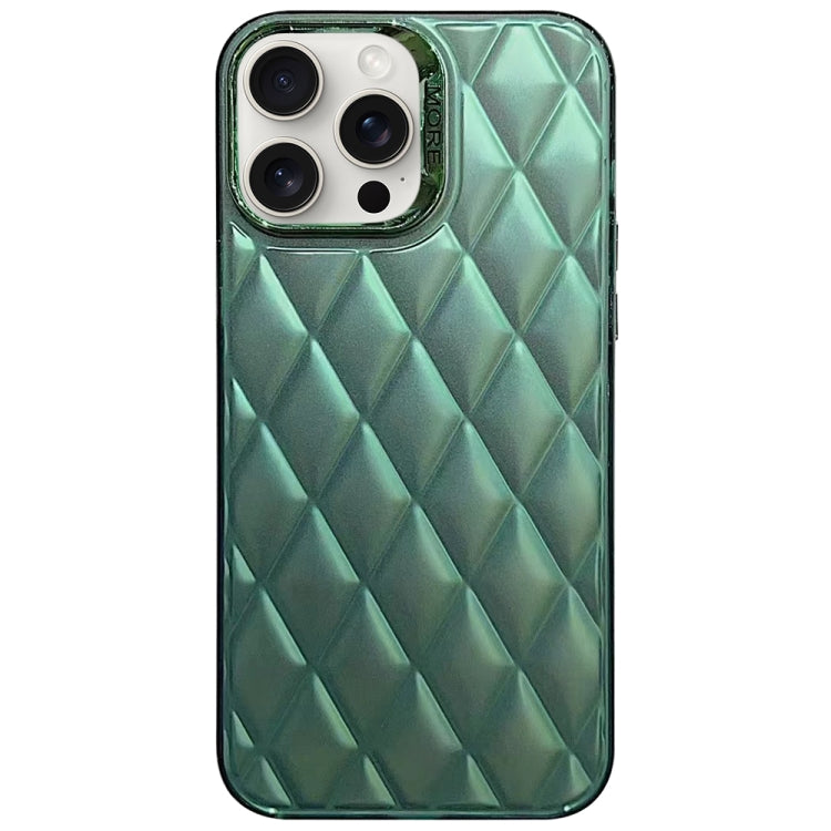 For iPhone 15 Pro 3D Rhombus Electroplating TPU Hybrid PC Phone Case(Green) - HoMEdemic™ 