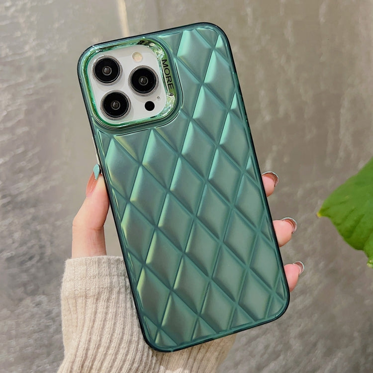 For iPhone 15 Pro 3D Rhombus Electroplating TPU Hybrid PC Phone Case(Green) - HoMEdemic™ 