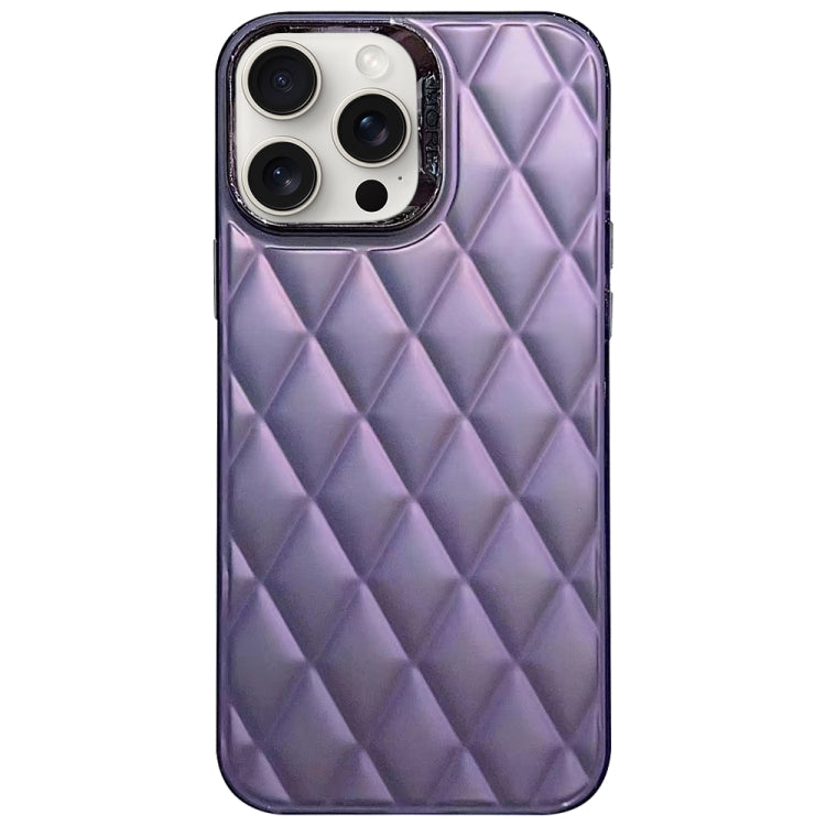For iPhone 15 Pro 3D Rhombus Electroplating TPU Hybrid PC Phone Case(Purple) - HoMEdemic™ 