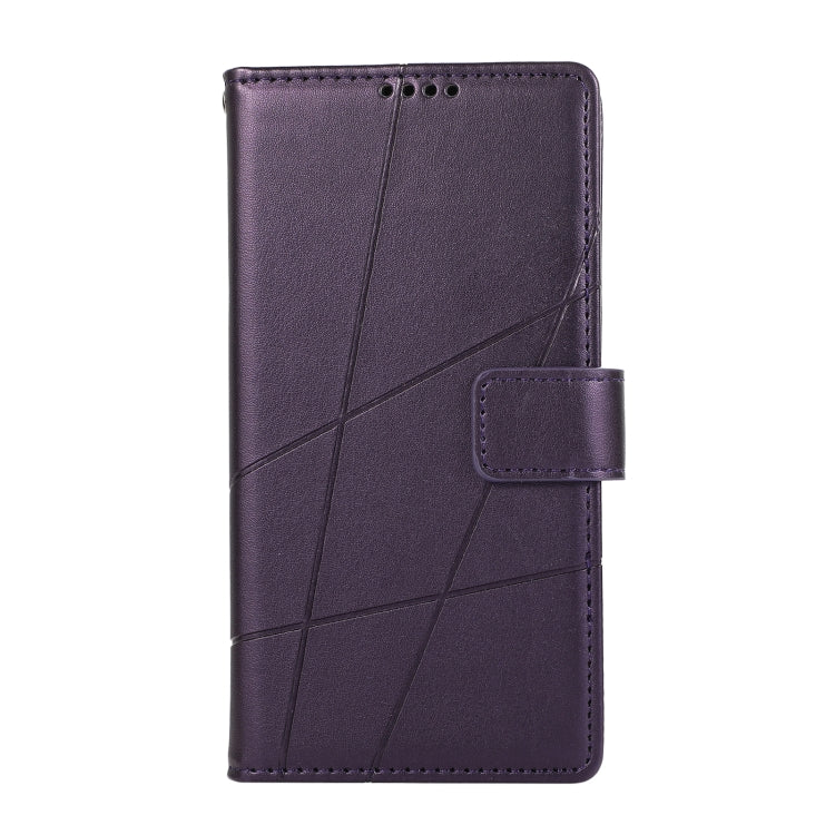 For iPhone 15 Pro Max PU Genuine Leather Texture Embossed Line Phone Case(Purple) - HoMEdemic™ 