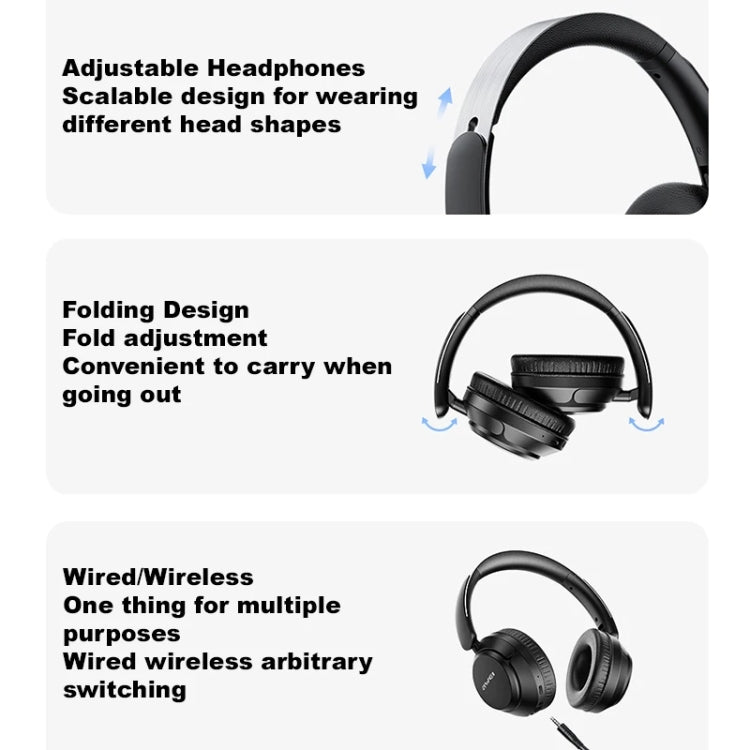 AWEI A360BL Foldable Wireless Bluetooth Gaming Headset(Black) - HoMEdemic™ 