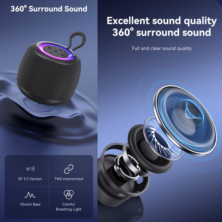 USAMS US-YX014 Yinya Series Mini Wireless Bluetooth Speaker(Black) - HoMEdemic™ 