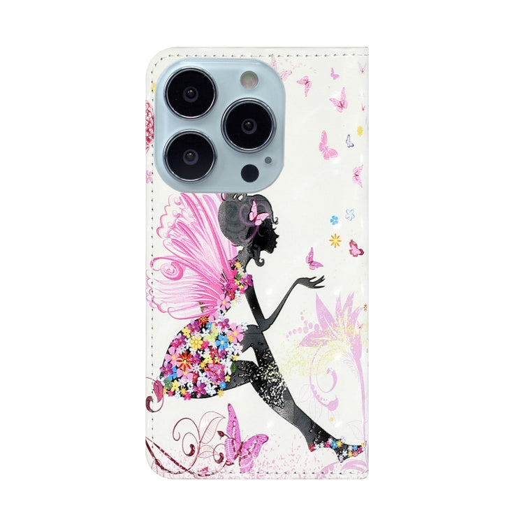 For iPhone 15 Pro Max Oil Embossed 3D Drawing Leather Phone Case(Flower Fairy) - HoMEdemic™ 
