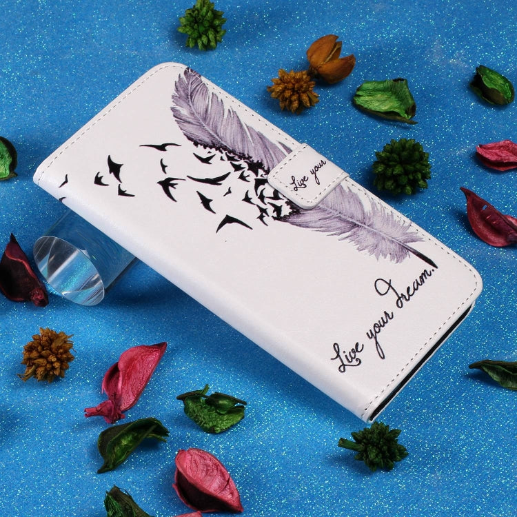 For iPhone 15 Pro Max Oil Embossed 3D Drawing Leather Phone Case(Feather) - HoMEdemic™ 