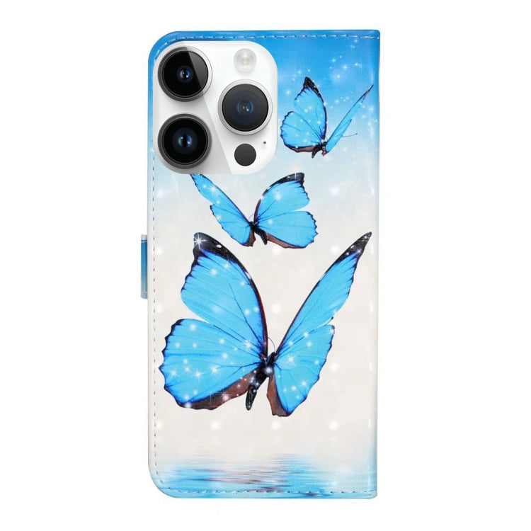 For iPhone 15 Pro Oil Embossed 3D Drawing Leather Phone Case(3 Butterflies) - HoMEdemic™ 