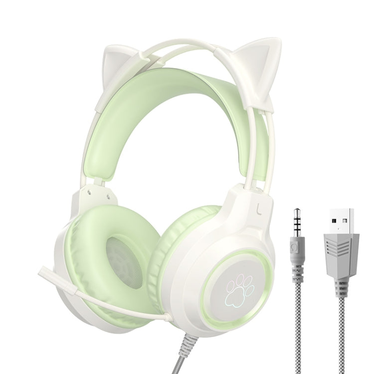 G35 Cute Cat RGB Head-mounted Wired Gaming Earphone(Green) - HoMEdemic™ 