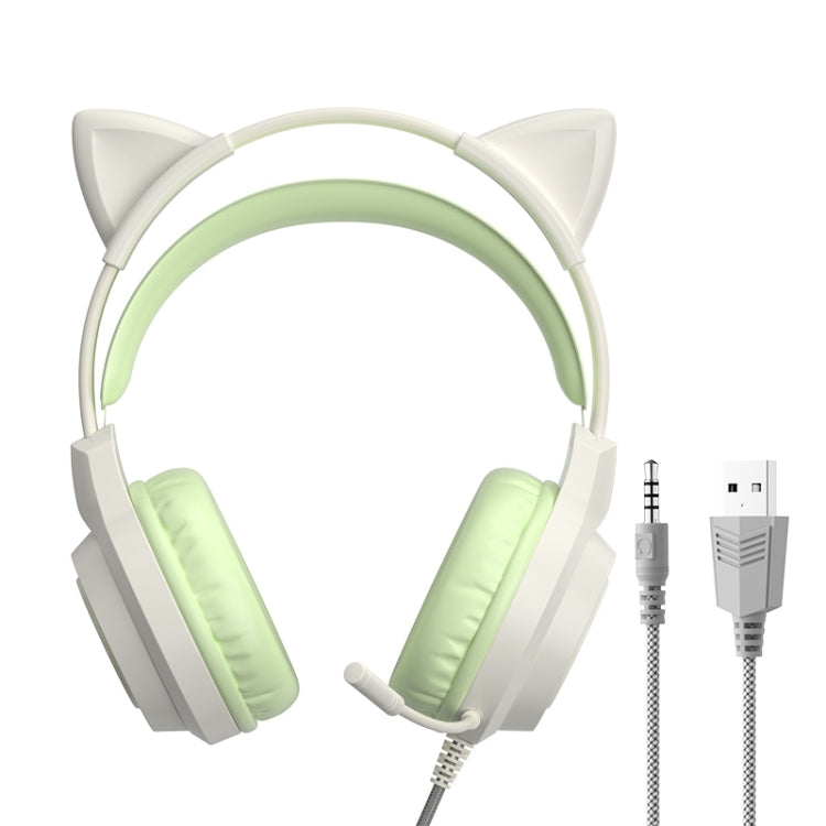 G35 Cute Cat RGB Head-mounted Wired Gaming Earphone(Green) - HoMEdemic™ 