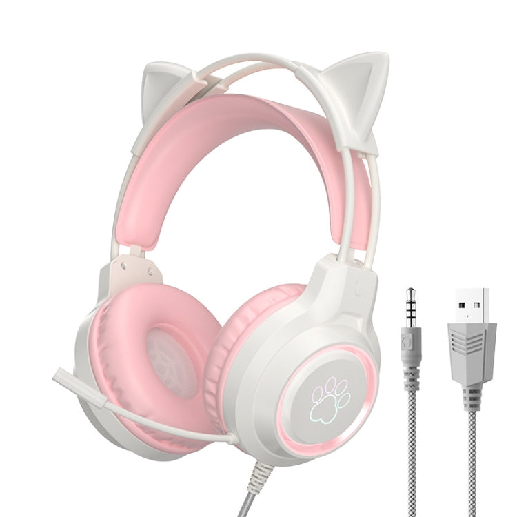 G35 Cute Cat RGB Head-mounted Wired Gaming Earphone(Pink) - HoMEdemic™ 
