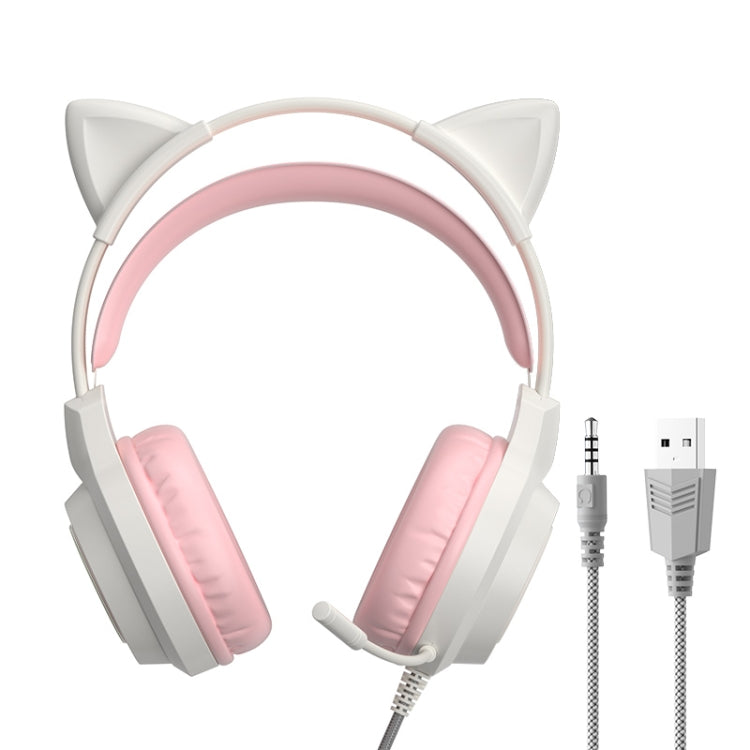 G35 Cute Cat RGB Head-mounted Wired Gaming Earphone(Pink) - HoMEdemic™ 