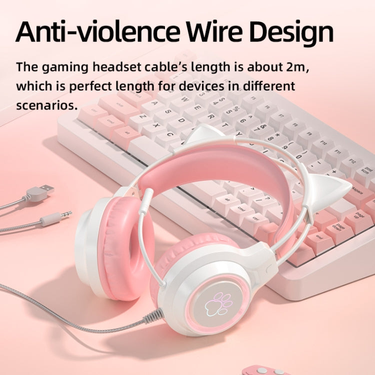 G35 Cute Cat RGB Head-mounted Wired Gaming Earphone(Pink) - HoMEdemic™ 