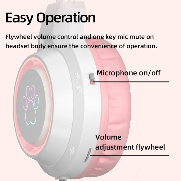 G35 Cute Cat RGB Head-mounted Wired Gaming Earphone(Pink) - HoMEdemic™ 