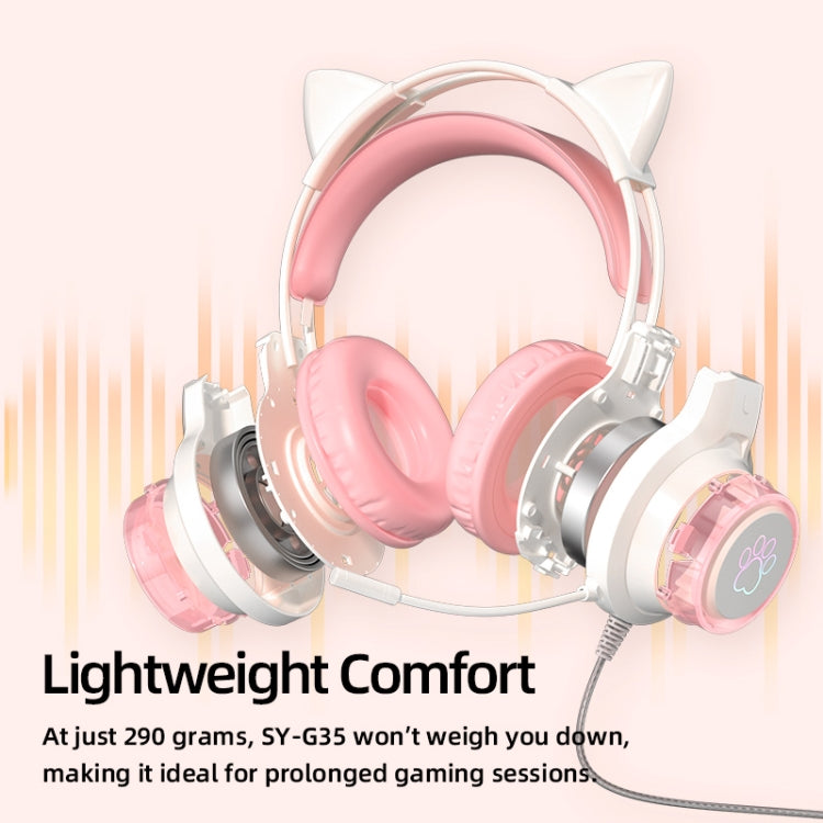 G35 Cute Cat RGB Head-mounted Wired Gaming Earphone(Pink) - HoMEdemic™ 