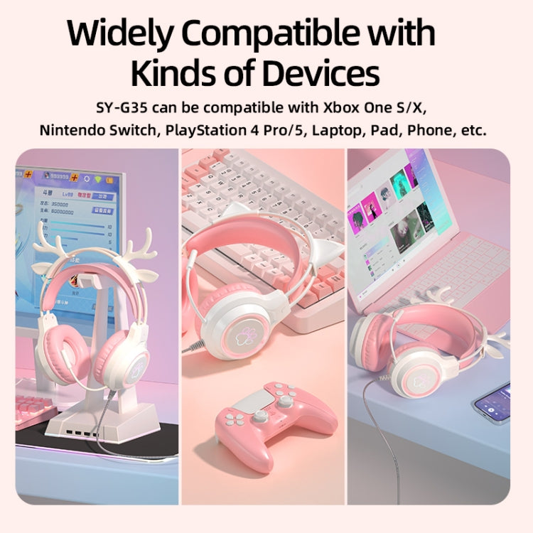G35 Cute Cat RGB Head-mounted Wired Gaming Earphone(Pink) - HoMEdemic™ 