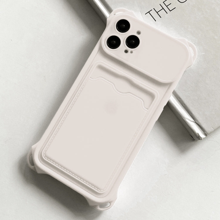 For iPhone 15 Pro Max Shockproof Card Slot Frosted TPU Phone Case(White) - HoMEdemic™ 