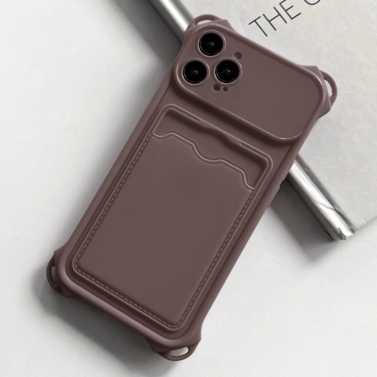 For iPhone 15 Pro Shockproof Card Slot Frosted TPU Phone Case(Brown) - HoMEdemic™ 